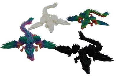 3D Printed Articulated Winged Crystal DRAGON 9'' Assorted