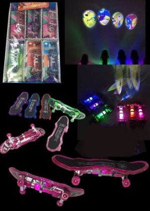 LED 4'' Finger SKATEBOARD with Projection Assorted