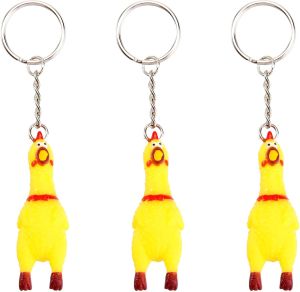 7'' Squeeky Rubber Chicken KEYCHAIN