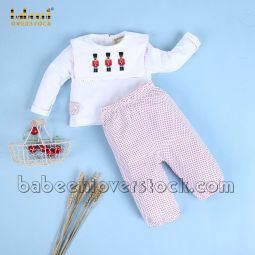 Cute embroidery kin soldiers dotted boy long set