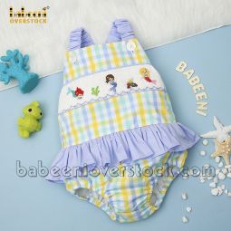 Little mermaid smocked swimsuit girl