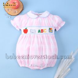 ABC smock girl bubble pink LARGE check