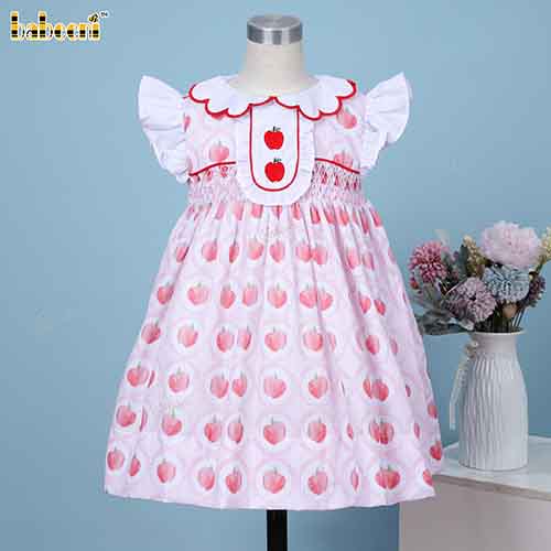 Girl Pink DRESS With Red Apple