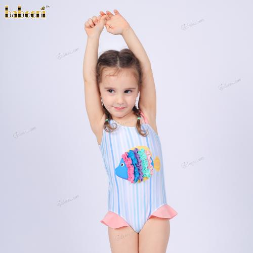 One-shoulder open Swimwear For girl Spring-Summer with fish