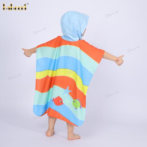 Overcoat for Boy Spring-Summer with many colorful waves pattern