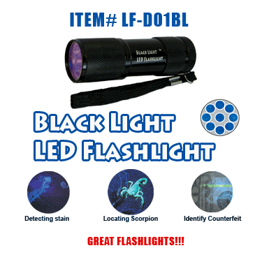 Black Light 9 LEDs Flashlight