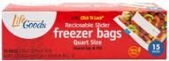 Life Goods Slider Freezer Quart BAGs 15ct