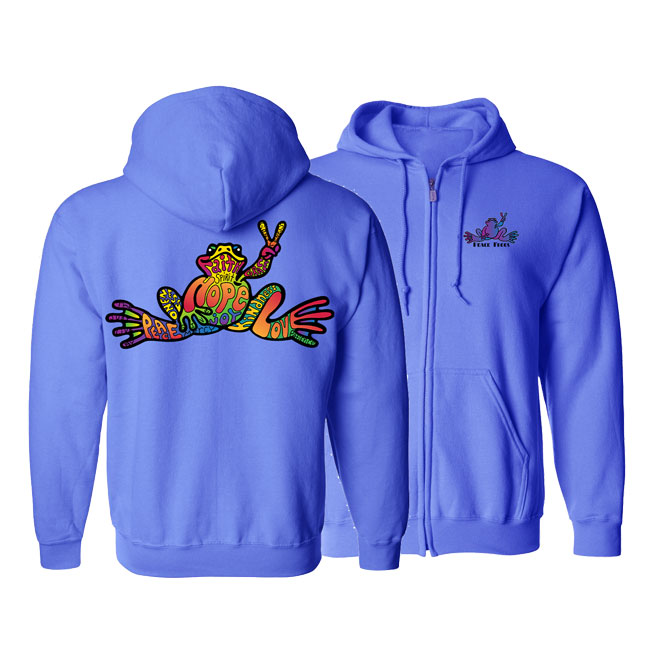 PEACE FROGS HOPE FULL ZIP HOODED SWEATSHIRT