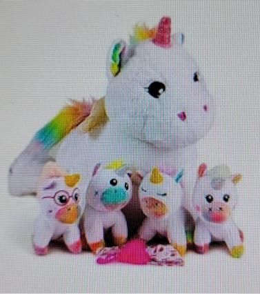 Tumtotz Rainbow Unicorn Stuffed Animals for Girls, Mommy + 4 Baby