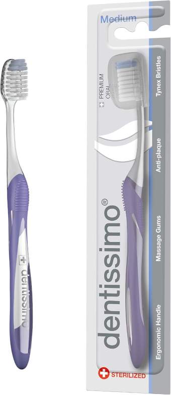 Premium Oral Care Medium Bristle Toothbrush with Ergonomic Handle