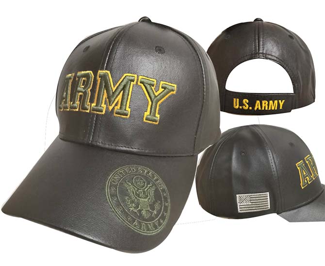 CAP501AP ARMY w/ Emblem on Bill CAP PU Leather