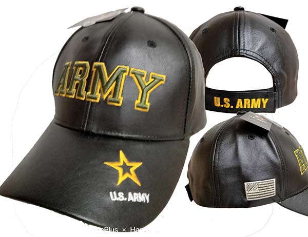 CAP501BP ARMY w/ Logo on Bill Cap PU Leather