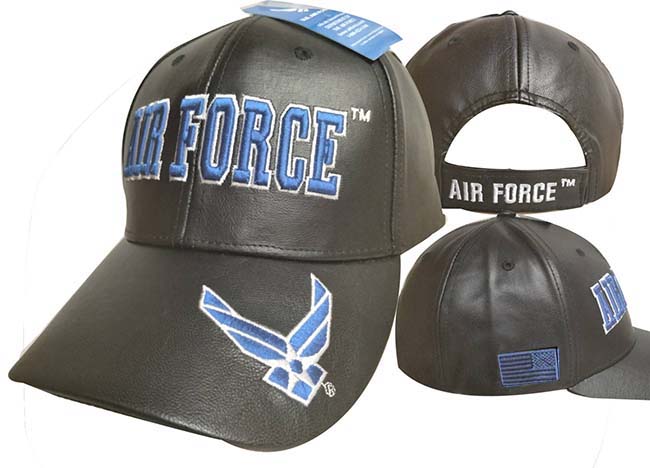 CAP503BP AIR FORCE w/ Logo on Bill Cap PU Leather