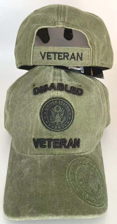 CAP503G Disable Army Emblem Veteran CAP Subdue OD Green