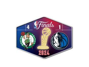 BOSTON CELTICS SCORE PIN NBA 2024 CHAMPS