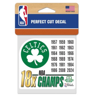 BOSTON CELTICS PERFECT CUT 4X4 DECAL 18 X NBA CHAMPIONS