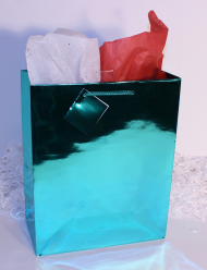 GIFT BAG METALLIC - TEAL - SMALL - 6''x4''x2''