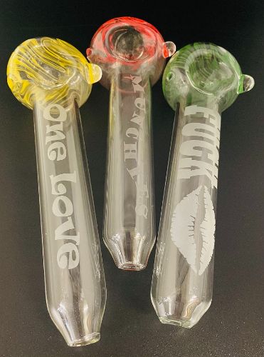 XL Clear Glass PIPE Etched