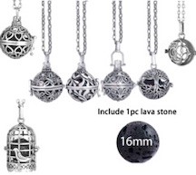 Essential Oil Locket Necklace With Lava Ball