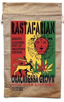 RASTAFARIAN LION MARIJUANA BURLAP BAG