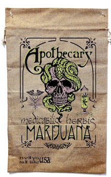 APOTHECARY MEDICAL MARIJUANA BURLAP BAG