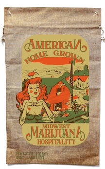 AMERICAN HOMEGROWN MIDWEST MARIJUNA BURLAP BAG