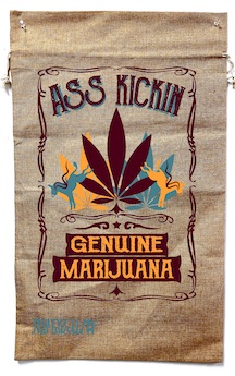 ASS KICKIN POT STAIN MARIJUANA BURLAP BAG