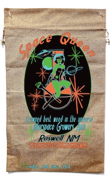 SPACE QUEEN MARIJUANA BURLAP BAG