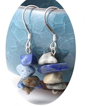 BLUE REAL STONE DANGLE EARRINGS (sold by the pair)