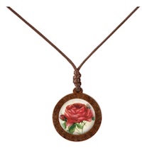 VINTAGE ROSE Necklace On Adjustable Wax Rope Necklace