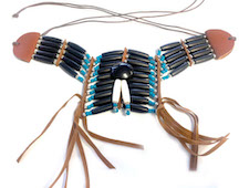 BLACK AND TURQUOISE SMALL INDIAN STYLE BUFFALO BONE BREAST CHEST