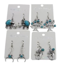 ASSORTED SILVER & TURQUOISE EARRINGS SOLD BY PAIR