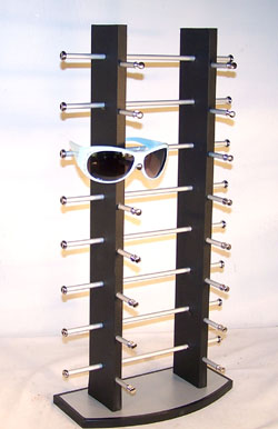 WOODEN BLACK 16 PAIR SUNGLASS RACK