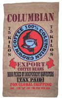 COLUMBIAN COFFE BEANS  BURLAP BAG