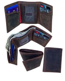 Buffalo leather tri-fold WALLET with RFID protection