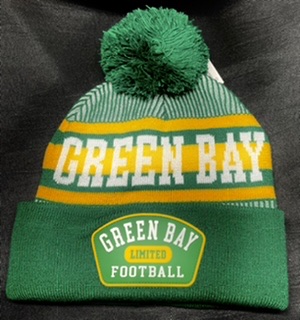 Green Bay Limited Knit HAT Rubber Patch Pompom