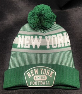 New York Limited Knit HAT Rubber Patch Pompom