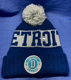 Detroit Embroidered Winter Knit HAT with Pompom