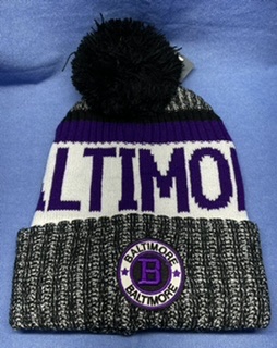 Baltimore Embroidered Winter Knit HAT with Pompom