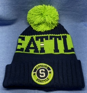 Seattle Embroidered Winter Knit HAT with Pompom