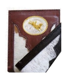 WALLET, Bifold Genuine Cow Hair Brown with Concho