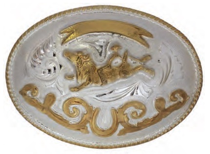 Buckle, Bull Rider SILVER Oval