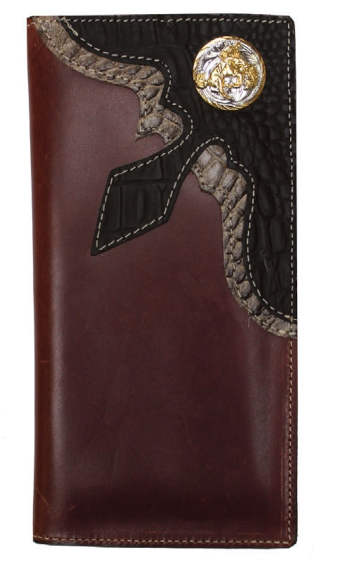 Roper LEATHER WALLET with corner patch and Concho