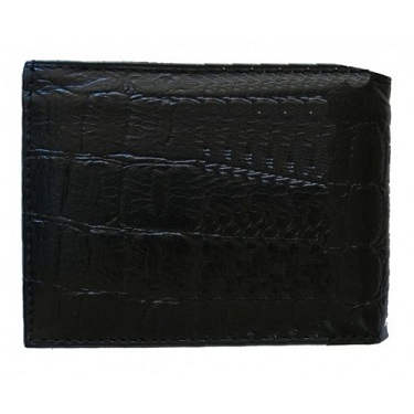 Black Leather Imitation Alligator Print WALLET