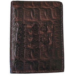 Brown Leather Imitation Alligator Print WALLET