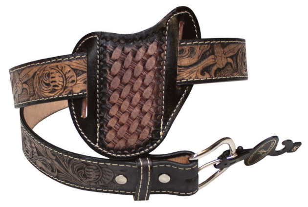 Black Basket Weave Tooled KNIFE Sheath