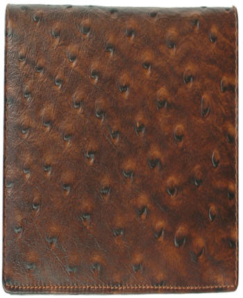 Brown LEATHER Ostrich Print WALLET