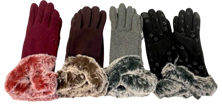 Wholesale Lady Winter Fur Touch GLOVES Solid Color