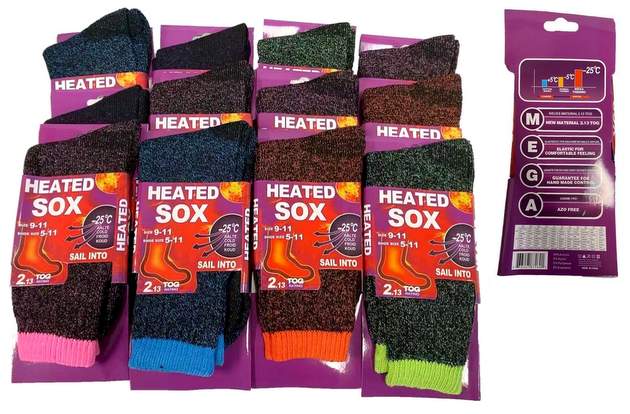 Wholesale  -25C Lady Heated Socks assorted colors
