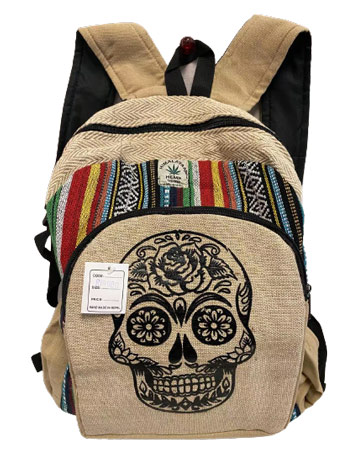 Sugar Skull Himalayan Hemp Handmade BACKPACKs